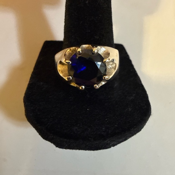 Natural Sapphire Mens Ring 925 Sterling Round Cut Genuine Gemstone (Beautiful)